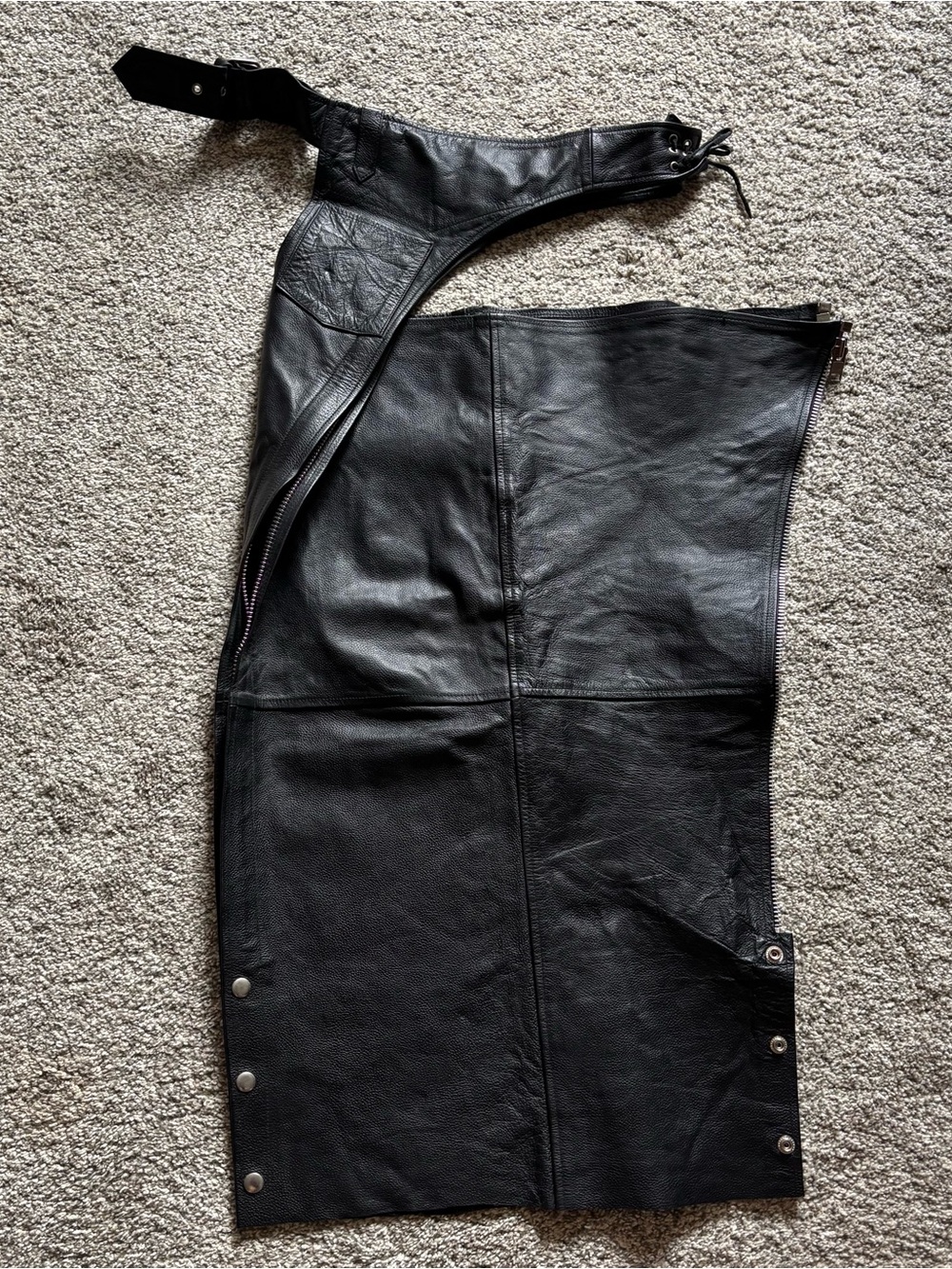 Wilsons Leather Men's Black Leather Half Chaps with Snap & Lace Details
